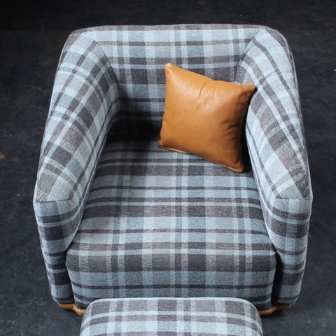 子ども用ソファ【light blue check】キッズソファ