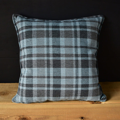 クッションカバー（小）青色チェック