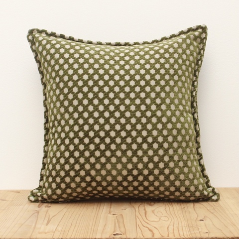 クッションカバー（小）モスグリーン/ドット
