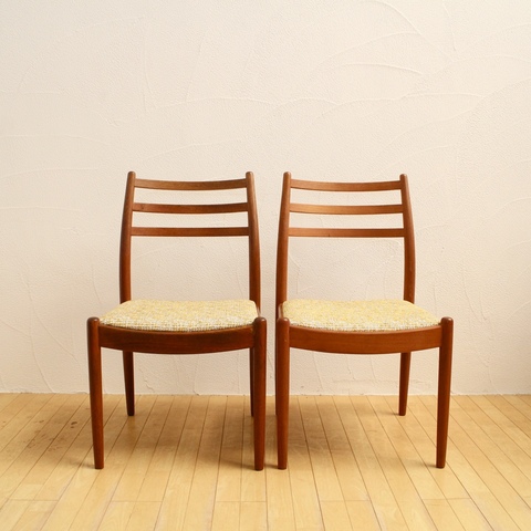 used リメイク　日進木工　ダイニングチェア　黄色　2脚セット