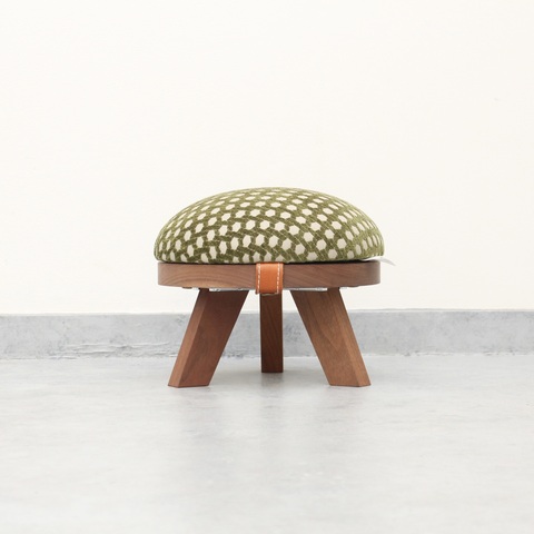 『marumoko』mini  stool 座椅子/ moss green  & walnut（無垢材）