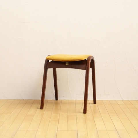 秋田木工　used　リメイクチェア　スタッキングスツール　黄色