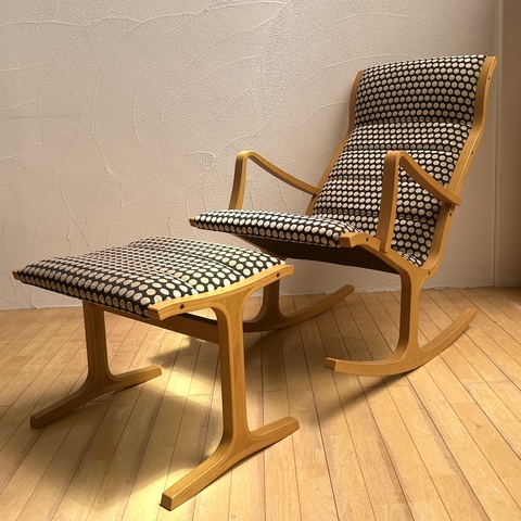 used 天童木工　ロッキングチェア&スツール　オットマン　ドッド柄